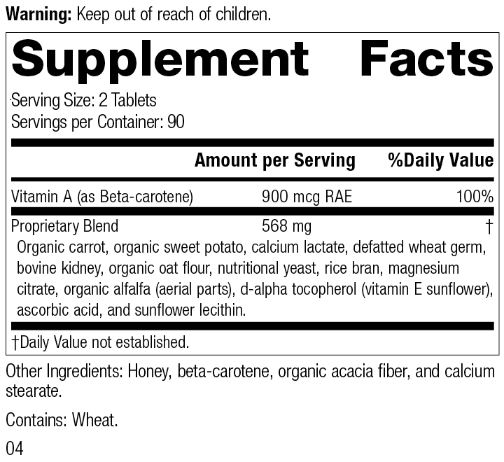 
                  
                    Cataplex® A, 180 Tablets, Rev 03 Supplement Facts
                  
                