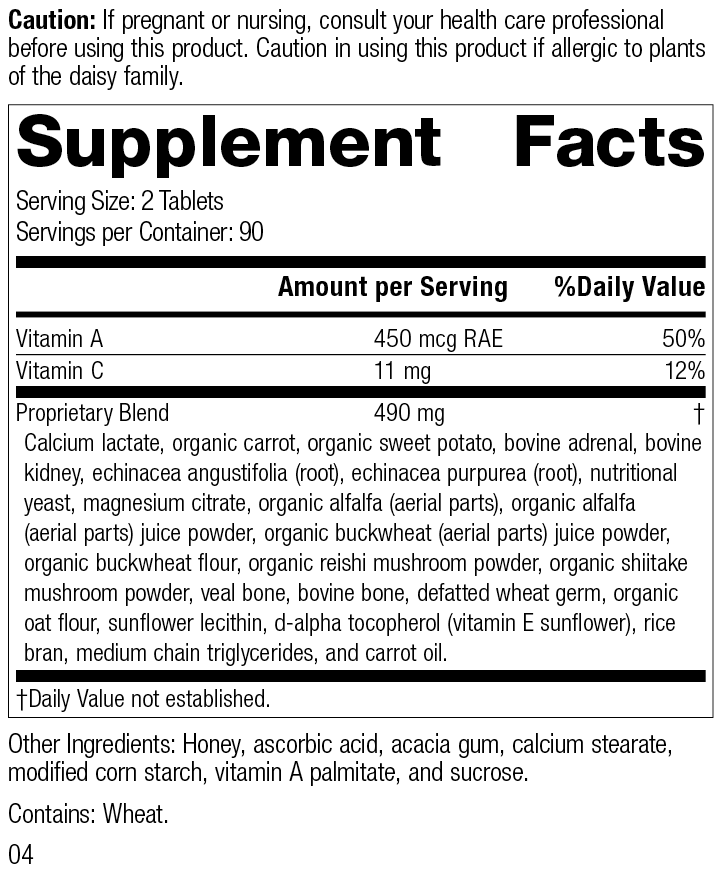 
                  
                    Cataplex A-C, Rev 04 Supplement Facts
                  
                