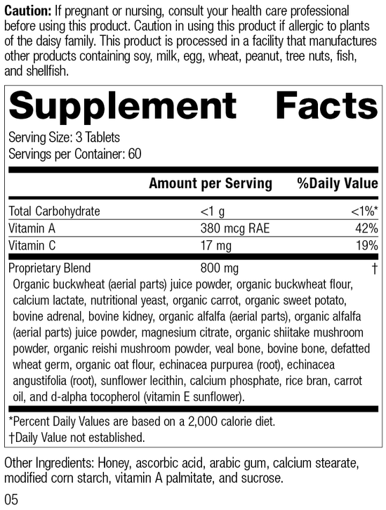 Cataplex® A-C-P, 180 Tablets, Rev 04 Supplement Facts