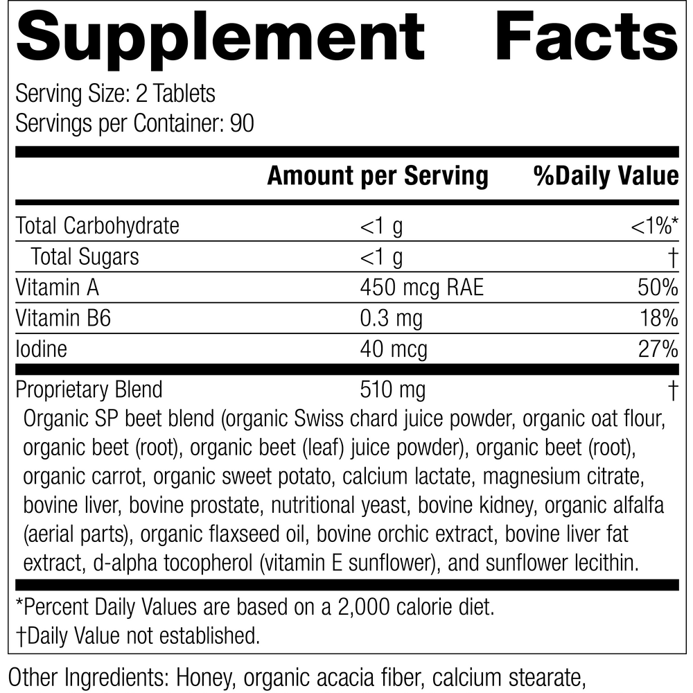 
                  
                    A-F Betafood®, 180 Tablets, Rev 04 Supplement Facts
                  
                