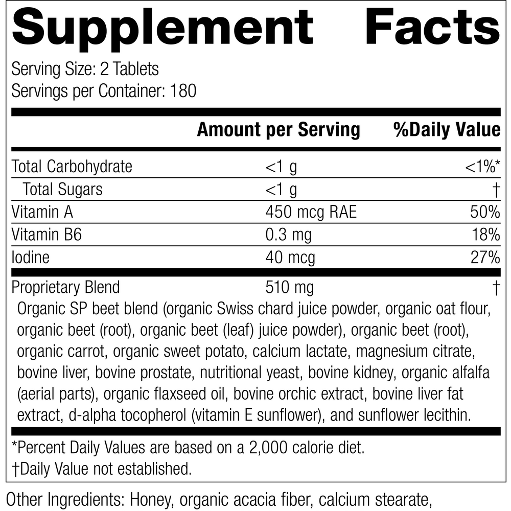 
                  
                    A-F Betafood®, 360 Tablets, Rev 16 Supplement Facts
                  
                