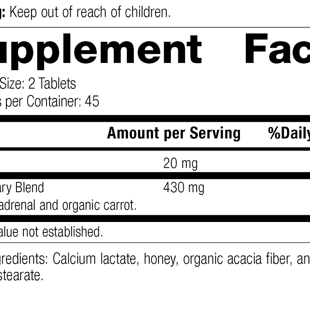 
                  
                    Adrenal Desiccated, 90 tablets, Rev 14, Supplement Facts
                  
                