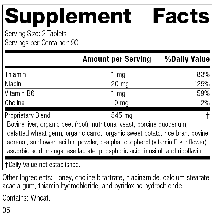 
                  
                    Cataplex® B, 180 Tablets, Rev 05 Supplement Facts
                  
                