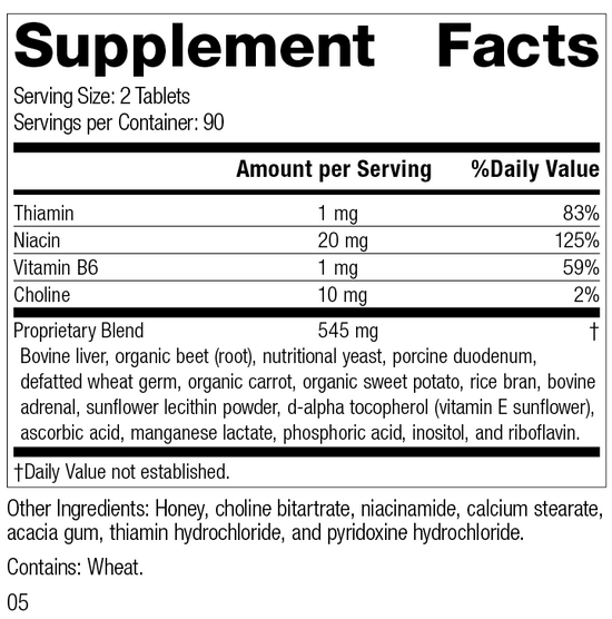 Cataplex® B, 180 Tablets, Rev 05 Supplement Facts