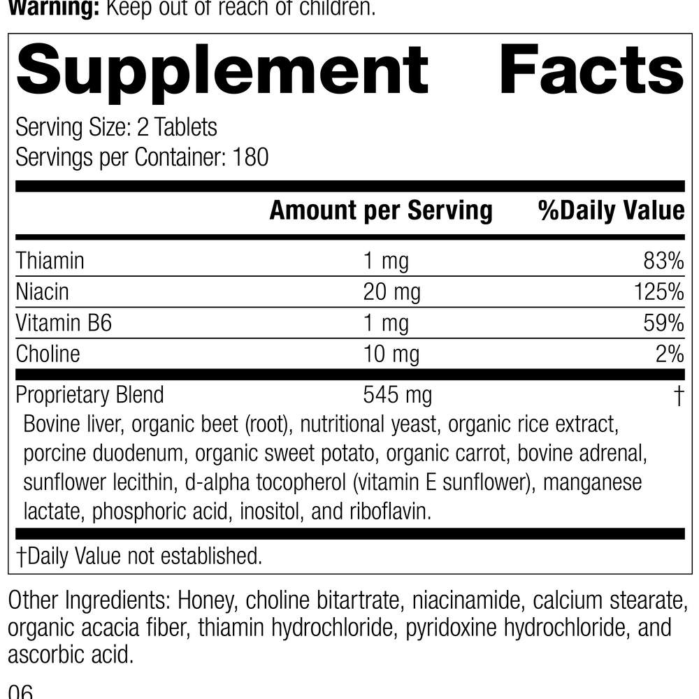 
                  
                    Cataplex® B-GF, 360 Tablets, Rev 04 Supplement Facts
                  
                