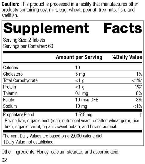 Cataplex® B-Core 120 Tablets Rev 02 Supplement Facts