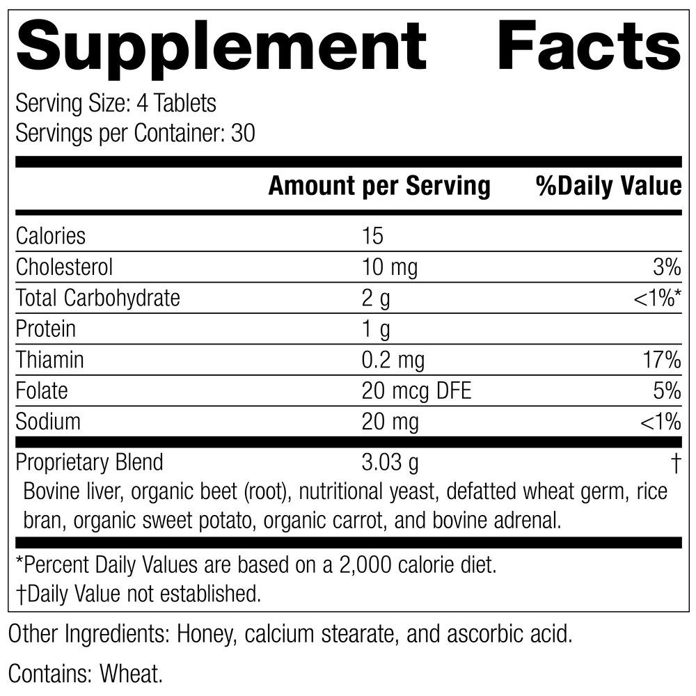 
                  
                    Cataplex® B-Core 120 Tablets Rev 04 Supplement Facts
                  
                