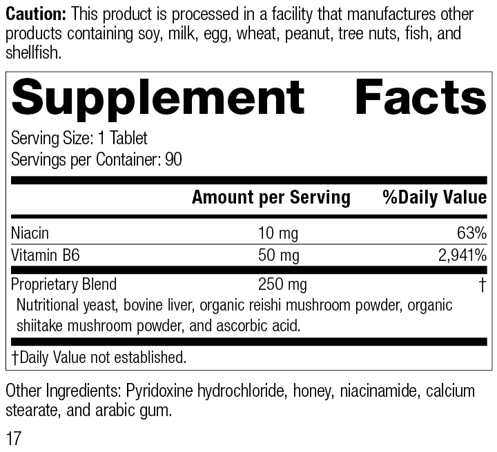 
                  
                    B6-Niacinamide, 90 Tablets, Rev 17 Supplement Facts
                  
                