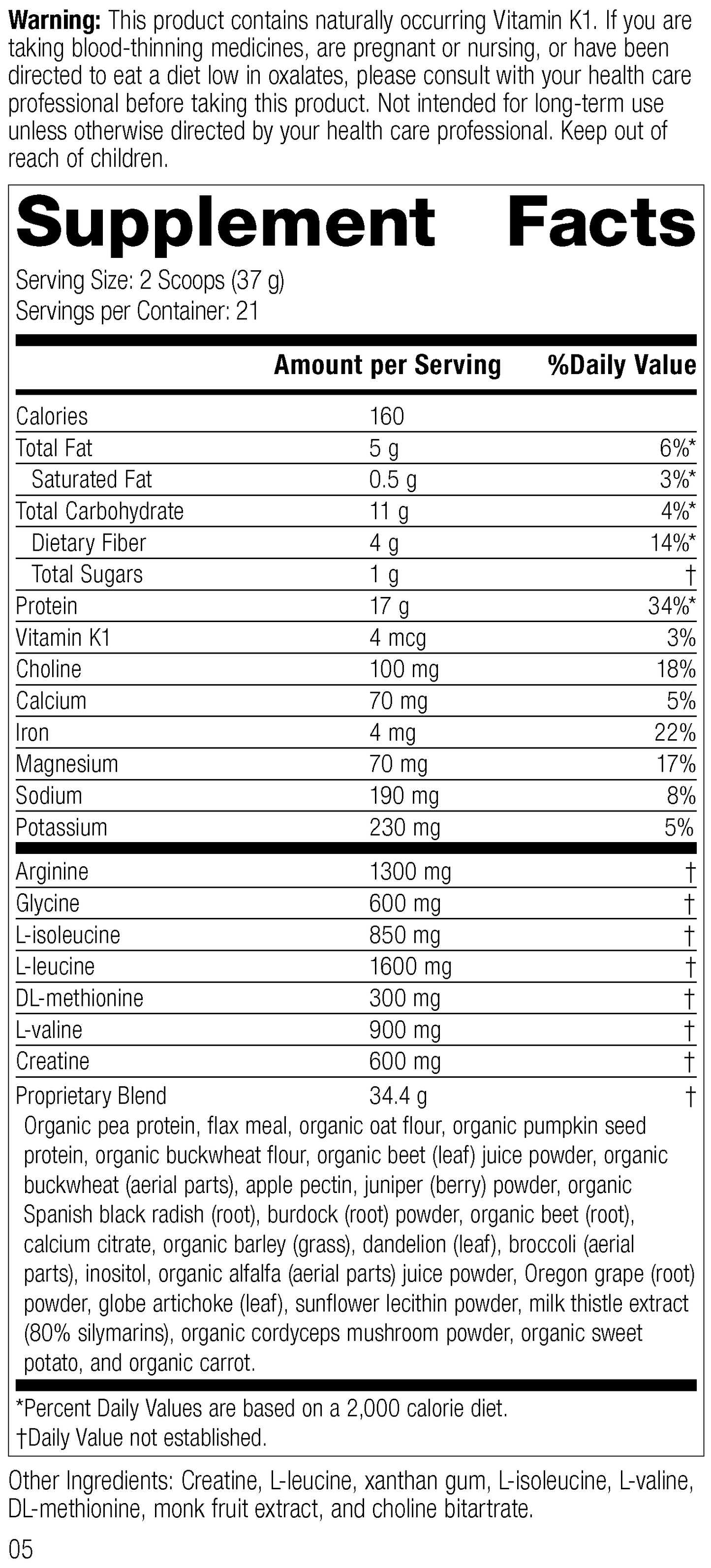 SP Detox Balance™, Rev 04 Supplement Facts