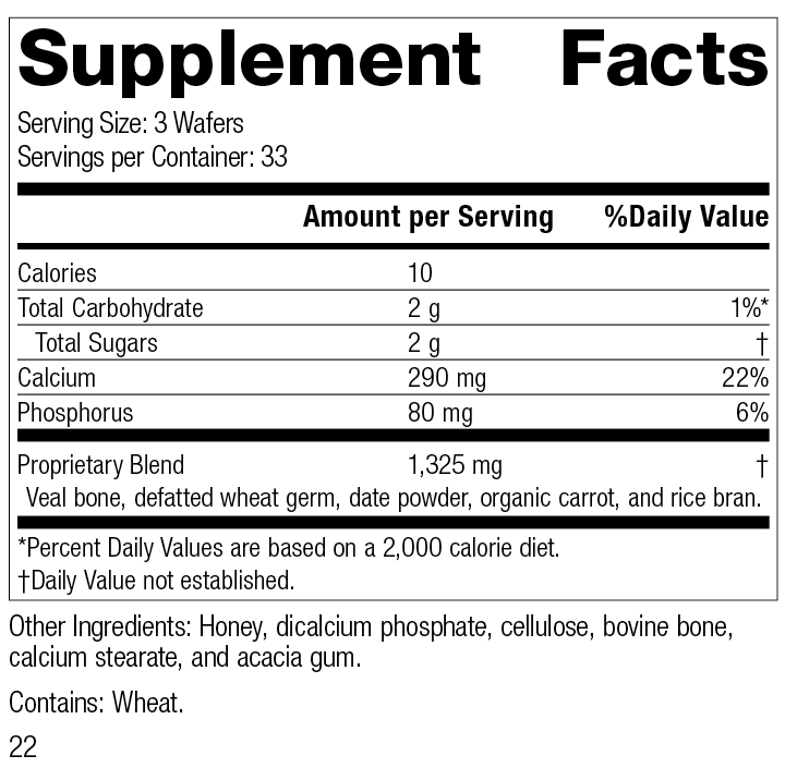 
                  
                    Calcifood®, 100 Wafers, Rev 22 Supplement Facts
                  
                