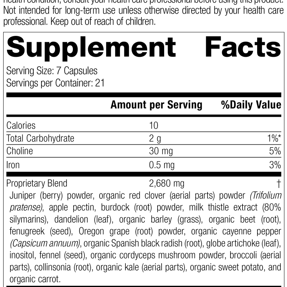 
                  
                    SP Cleanse®, 150 Capsules, Rev 16 Supplement Facts
                  
                