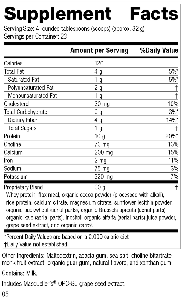 
                  
                    SP Complete® Chocolate, 26 Ounces, Rev 05 Supplement Facts
                  
                