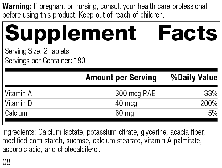 
                  
                    Cataplex® D, 360 Tablets, Rev 06 Supplement Facts
                  
                