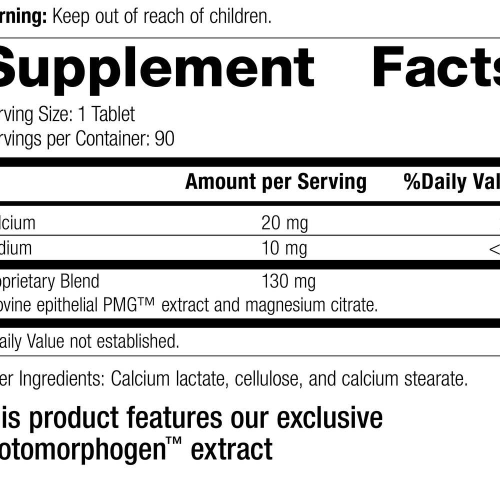 
                  
                    Dermatrophin PMG®, 90 Tablets, Rev 17 Supplement Facts
                  
                