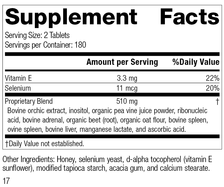 
                  
                    Cataplex® E, 360 Tablets, Rev 17 Supplement Facts
                  
                