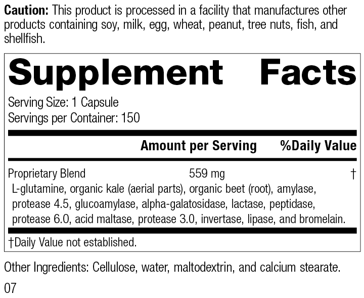 
                  
                    Enzycore, 150 Capsules, Rev 07 Supplement Facts
                  
                
