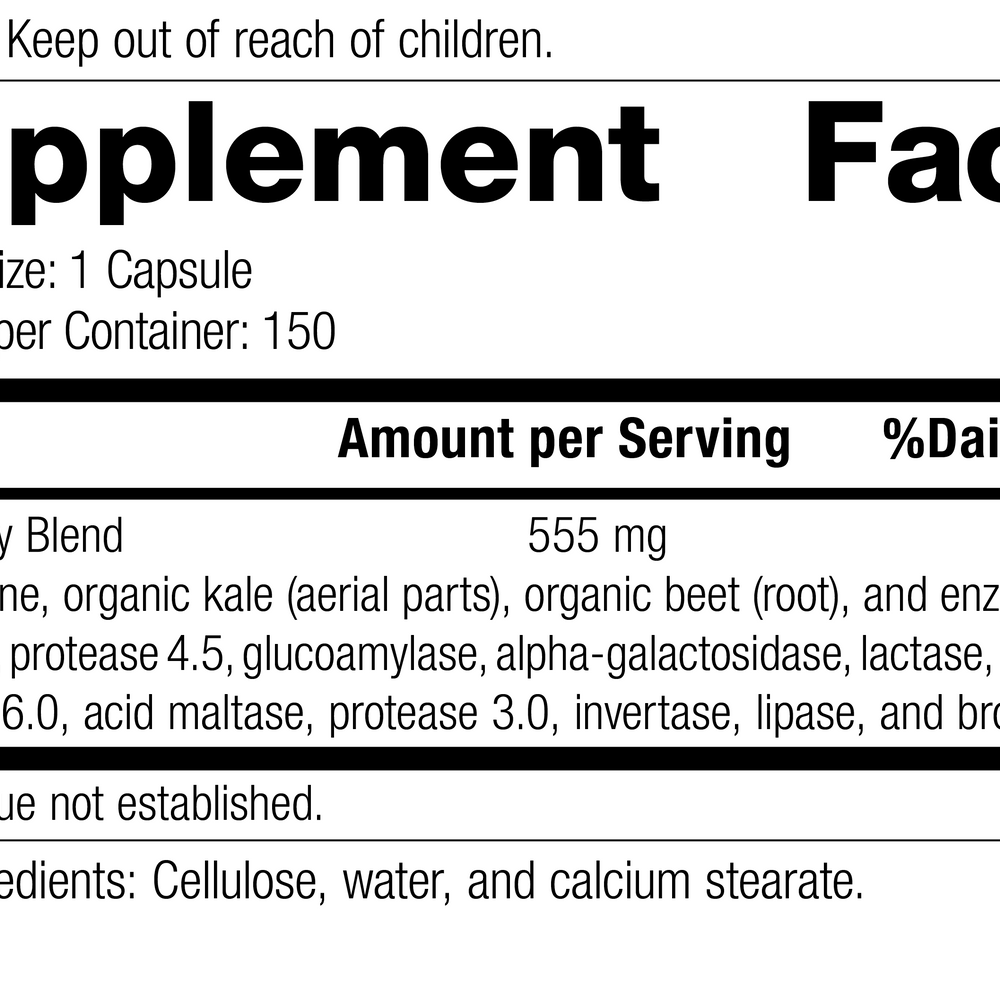 
                  
                    Enzycore, 150 Capsules, Rev 07 Supplement Facts
                  
                