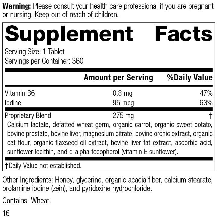 
                  
                    Cataplex® F Tablets, 360 Tablets, Rev 15 Supplement Facts
                  
                