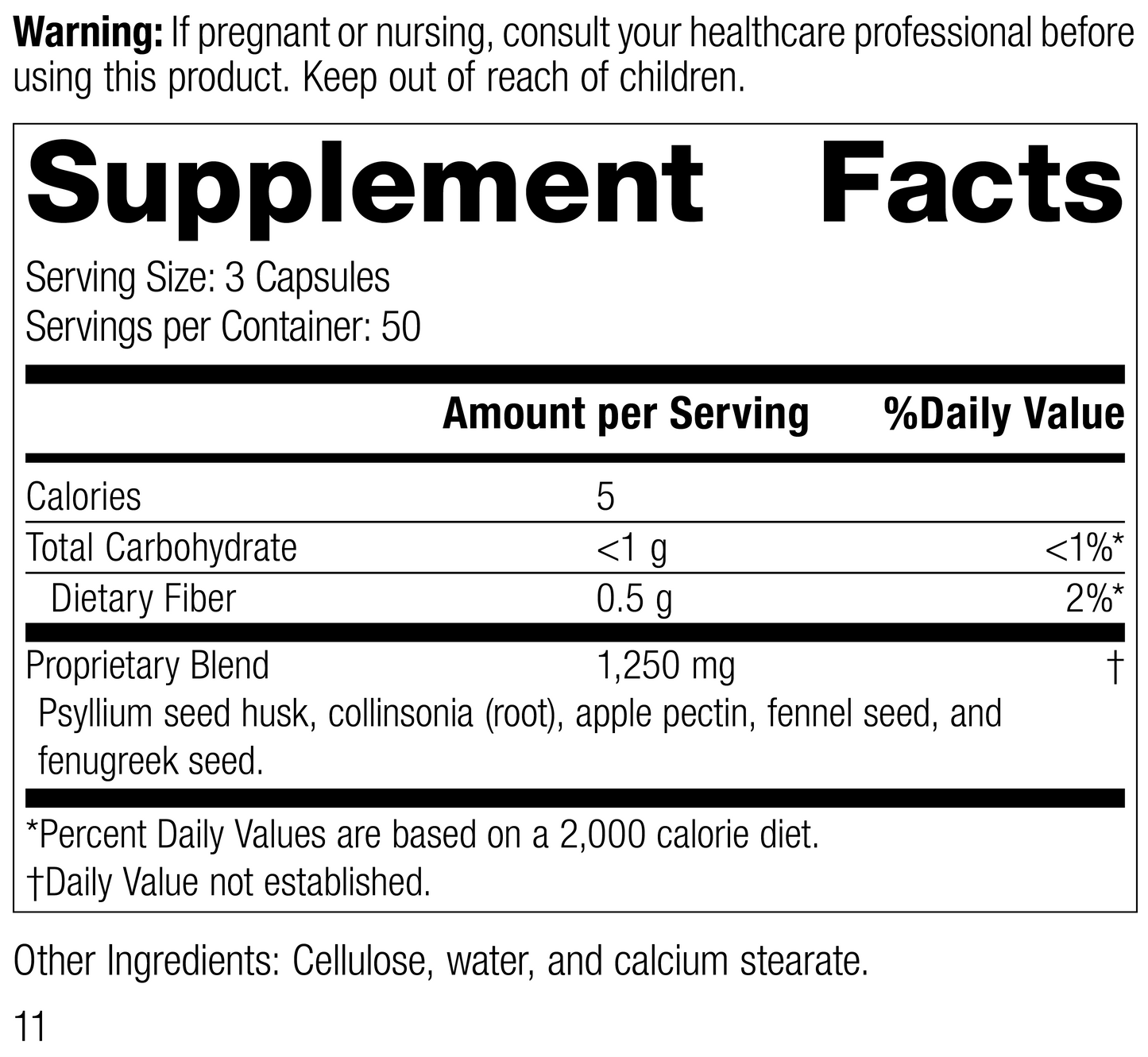 Gastro-Fiber®, 150 Capsules, Rev 09 Supplement Facts