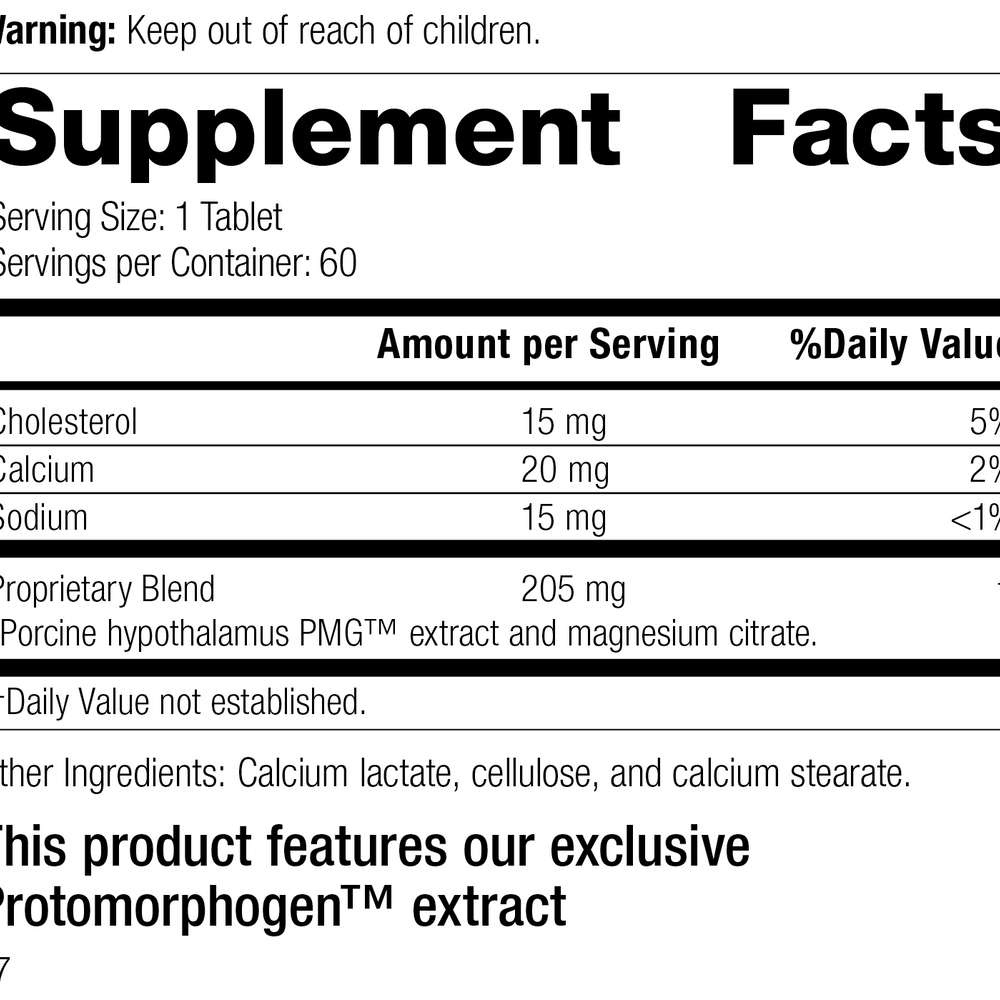 
                  
                    Hypothalamus PMG®, 60 Tablets, Rev 16 Supplement Facts
                  
                