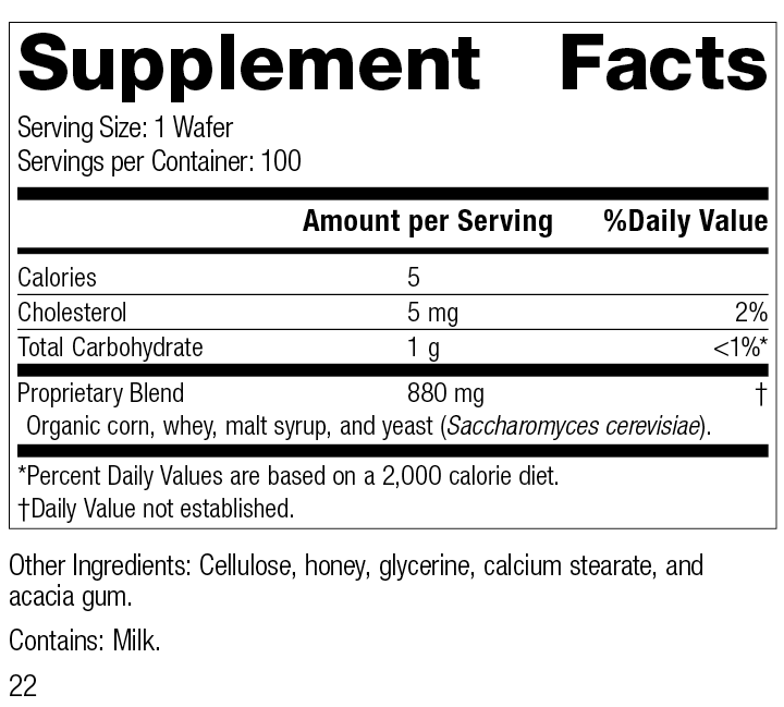 
                  
                    Lactic Acid Yeast™, 100 Wafers, Rev 22 Label Image.
                  
                