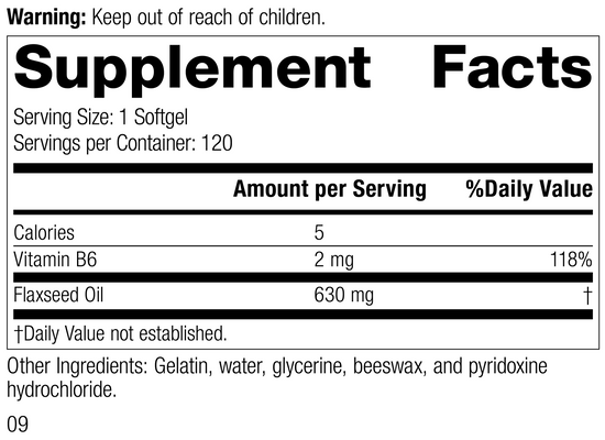 Flax Oil with B6, formerly known as Linum B6 5340-8.0 Supplement Facts