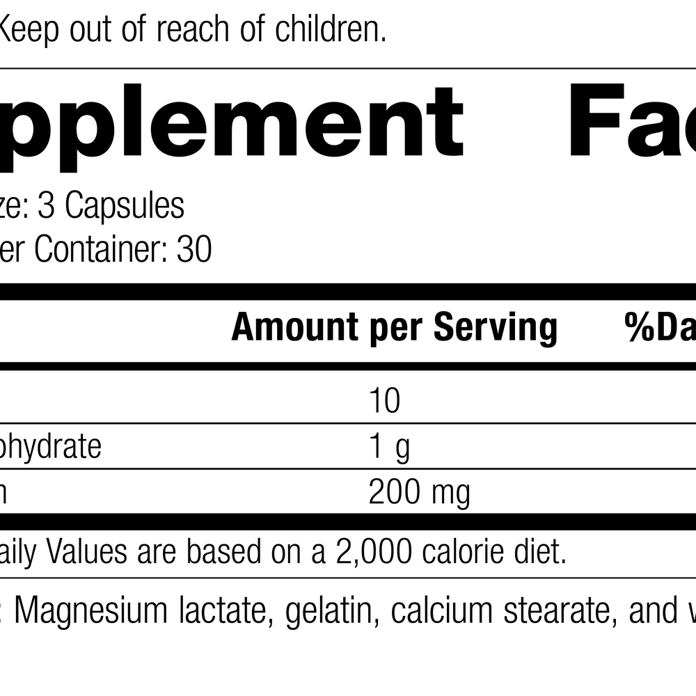 
                  
                    Magnesium Lactate Rev 11 Supplement Facts
                  
                