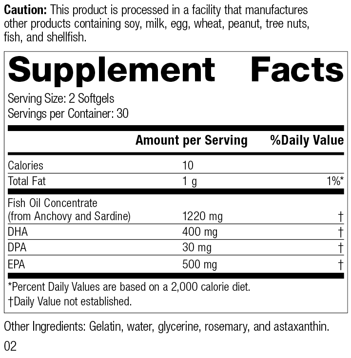 
                  
                    Olprima™ EPA|DHA, 60 Softgels, Rev 02 Supplement Facts
                  
                