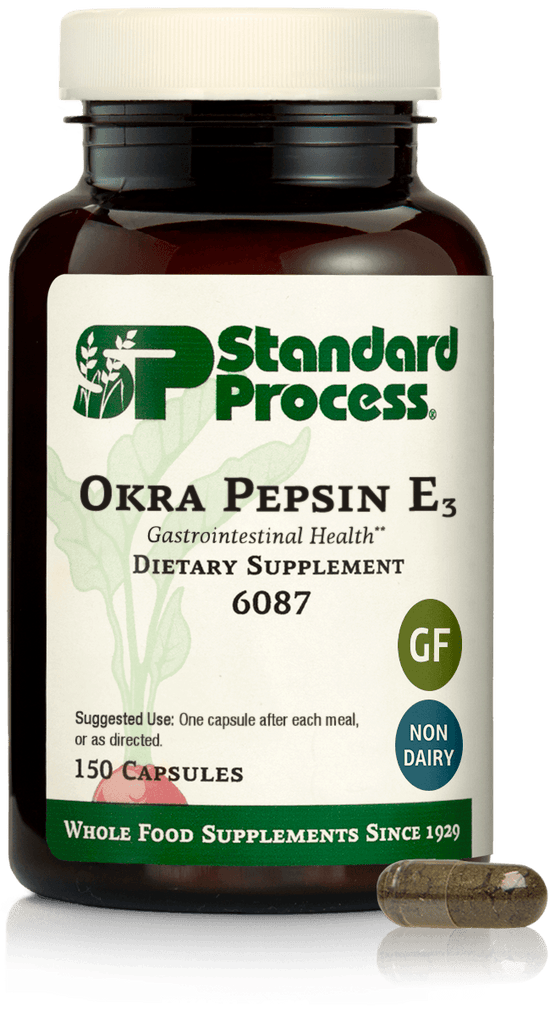 Okra Pepsin E3, 150 Capsules