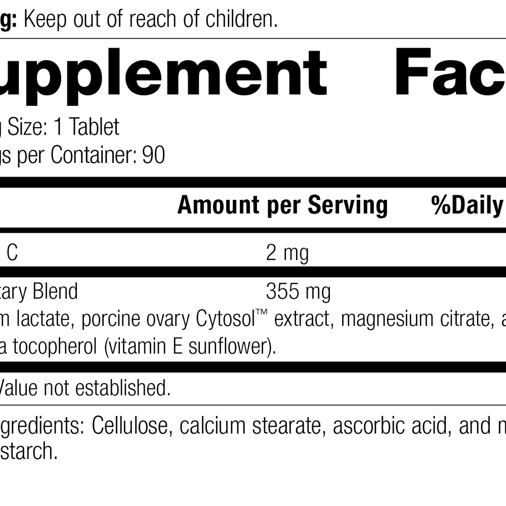 
                  
                    Ovex® P, 90 Tablets, Rev 12 Supplement Facts
                  
                