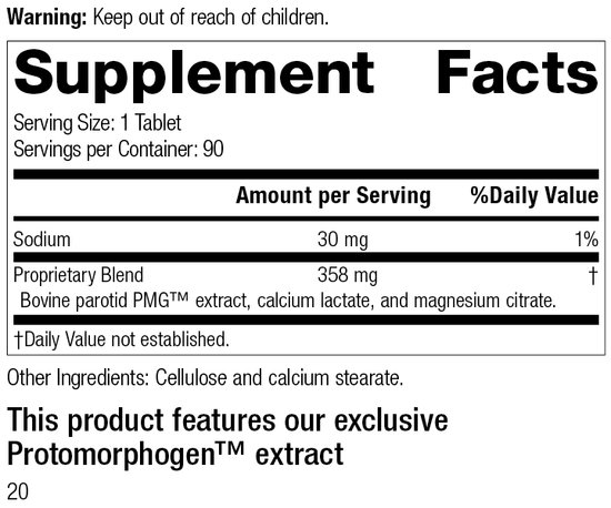 Parotid PMG®, 90 Tablets, Rev 20 Supplement Facts