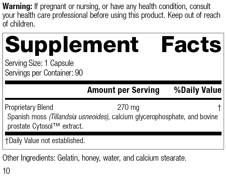 
                  
                    Prost-X™, 90 Capsules, Rev 10 Supplement Facts
                  
                
