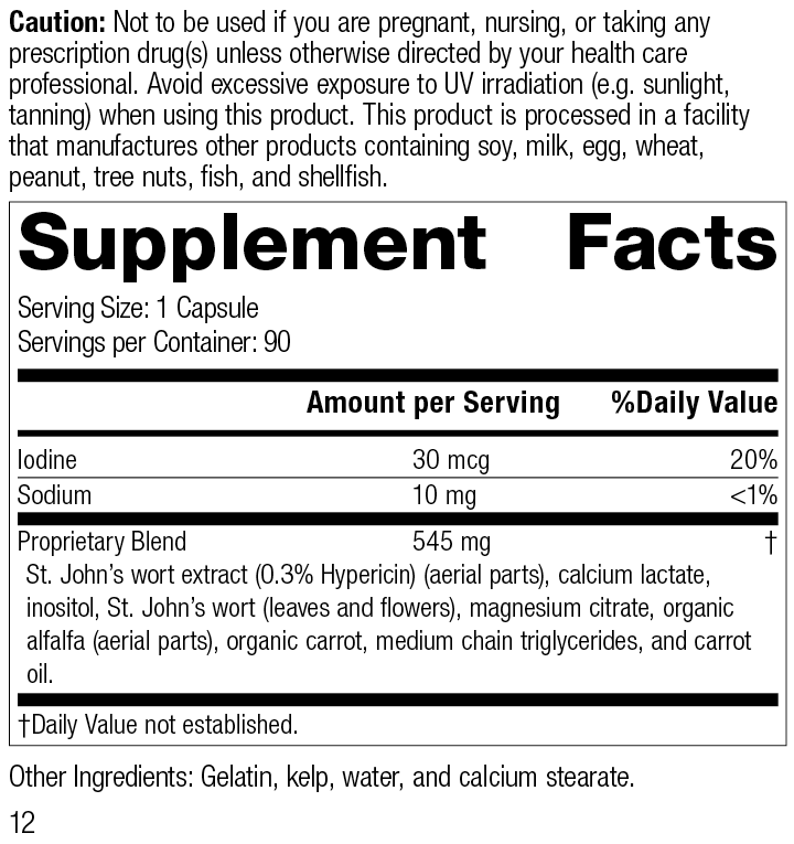 
                  
                    St. John's Wort-IMT™, 90 Capsules, Rev 12 Supplement Facts
                  
                