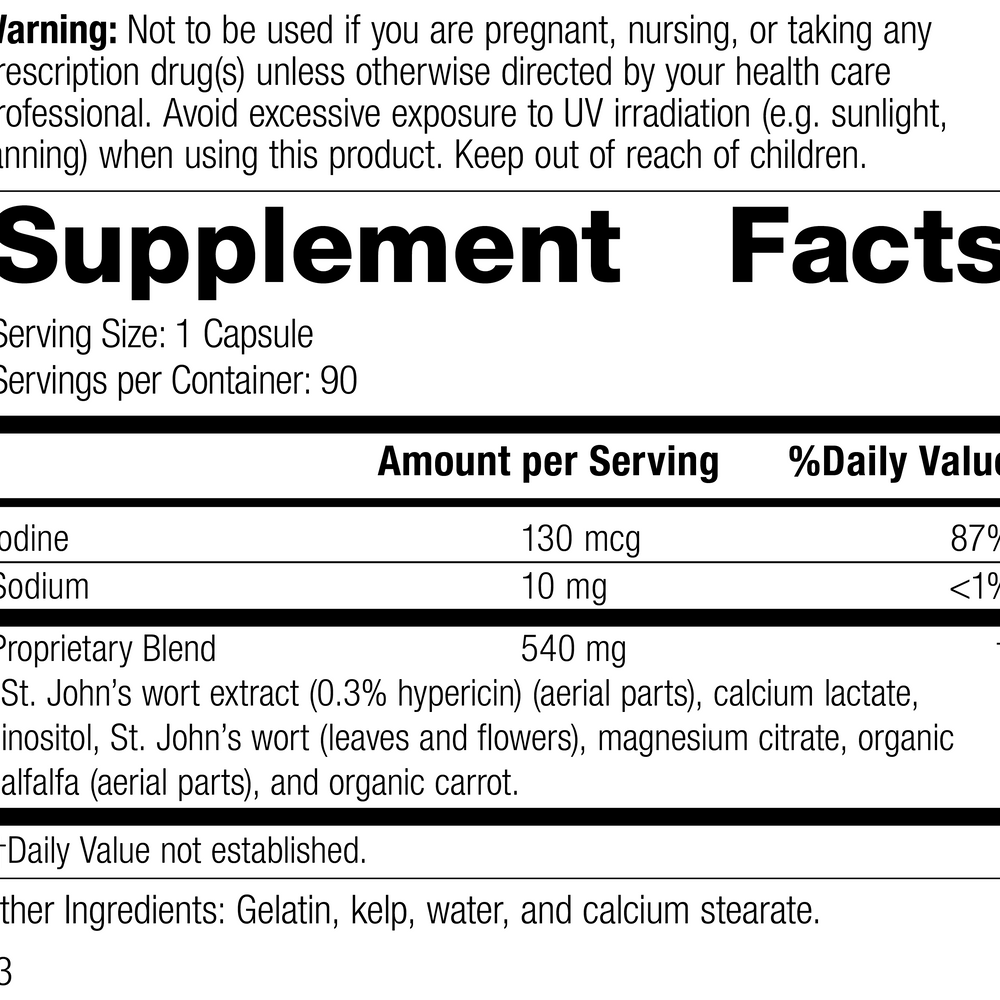 
                  
                    St. John's Wort-IMT™, 90 Capsules, Rev 12 Supplement Facts
                  
                