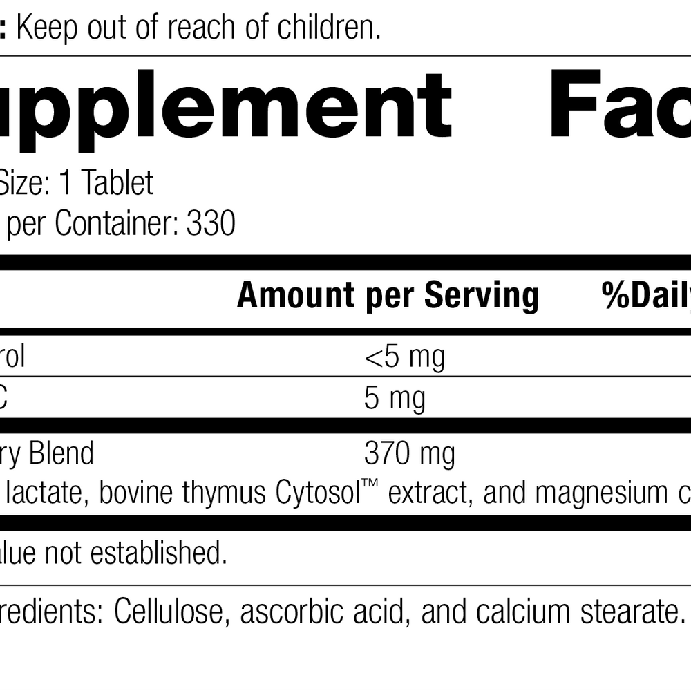 
                  
                    Thymex®, 330 Tablets, Rev 05 Supplement Facts
                  
                