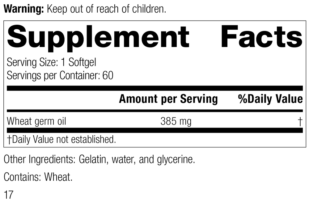
                  
                    8225 Wheat Germ Oil R16 Supplement Facts
                  
                
