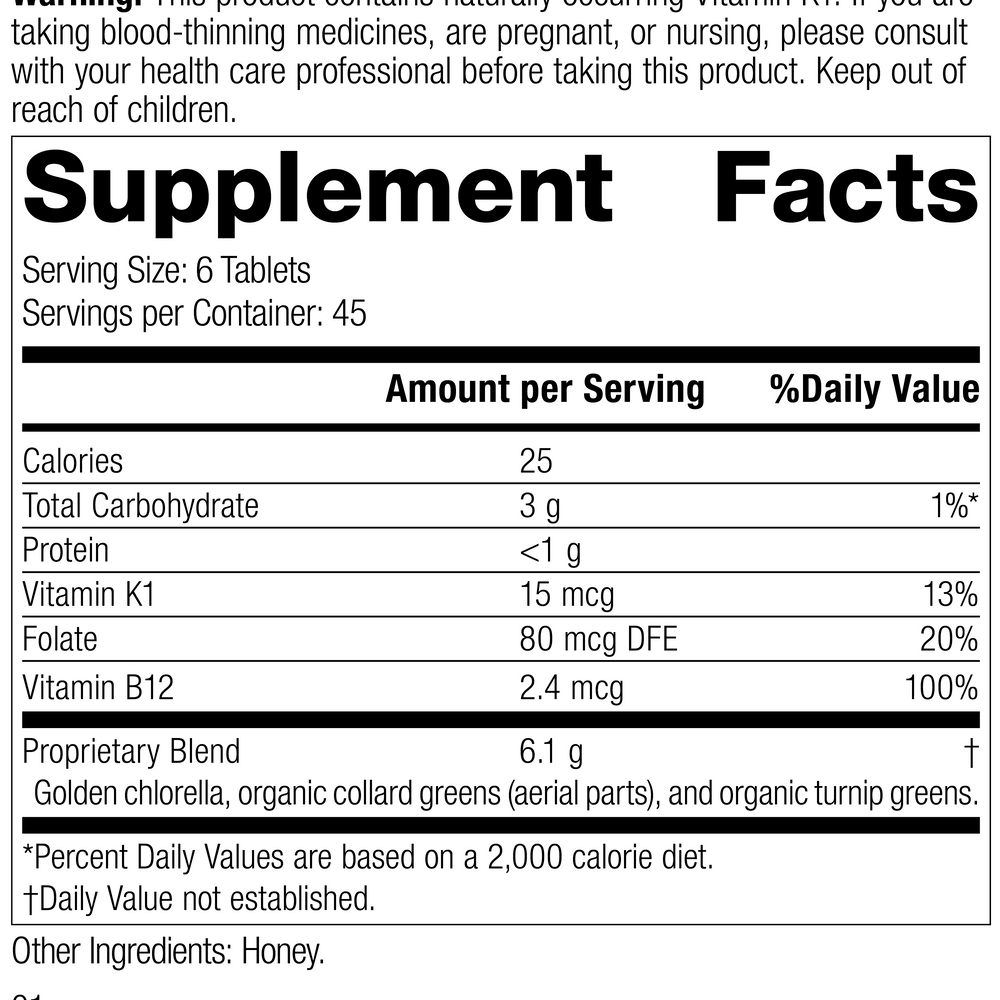 
                  
                    Nutrition label for Whole Food Folate
                  
                