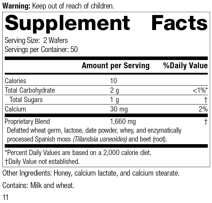 
                  
                    Zymex Wafers, Rev 11 Supplement Facts
                  
                