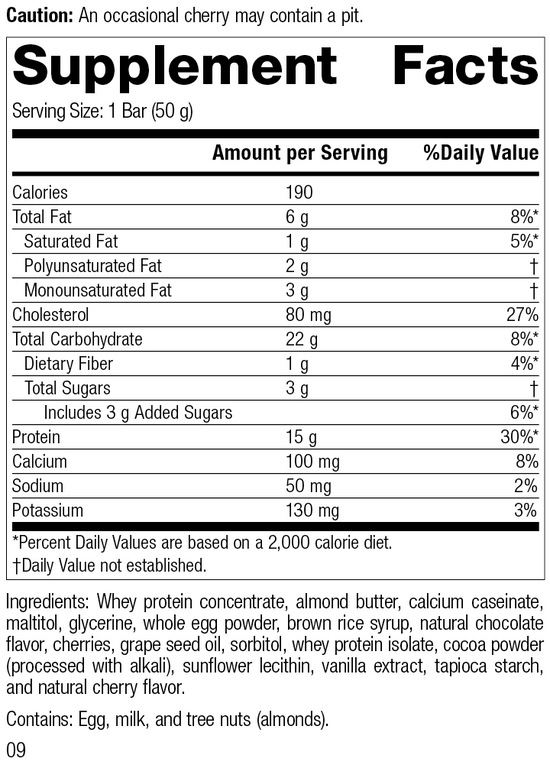 StandardBar®-Cocoa Cherry, Rev 07 Supplement Facts