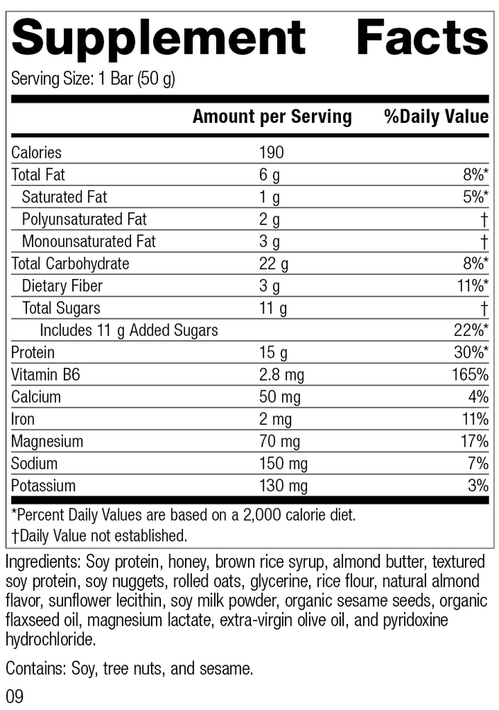 
                  
                    StandardBar®-Soy Almond Crunch, Rev 08 Supplement Facts
                  
                