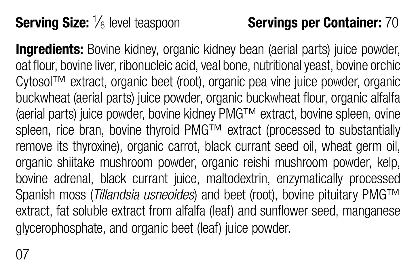 Canine Renal Support, 30 g, Rev 07 Supplement Facts