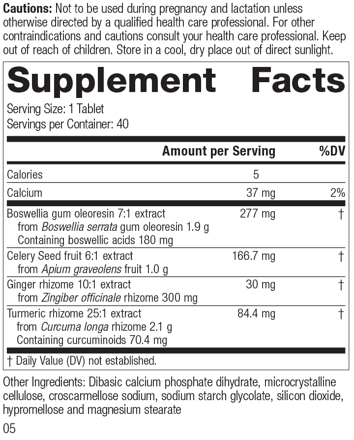 
                  
                    Boswellia Complex, 40 Tablets, Rev 04 Supplement Facts
                  
                