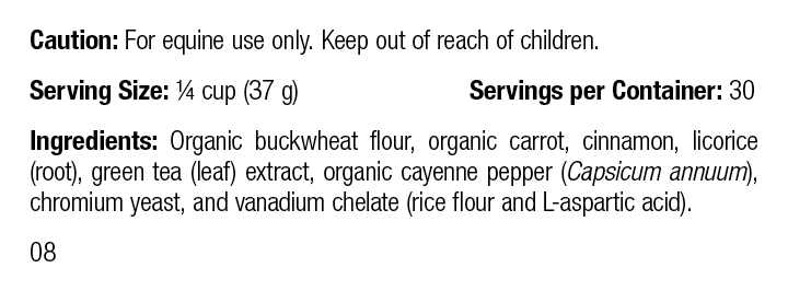 
                  
                    Equine Metabolic Support, Rev 08 Supplement Facts
                  
                