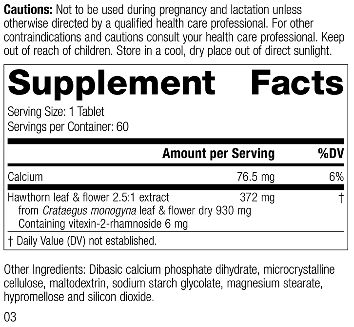 
                  
                    Hawthorn, 60 Tablets, Rev 01 Supplement Facts
                  
                
