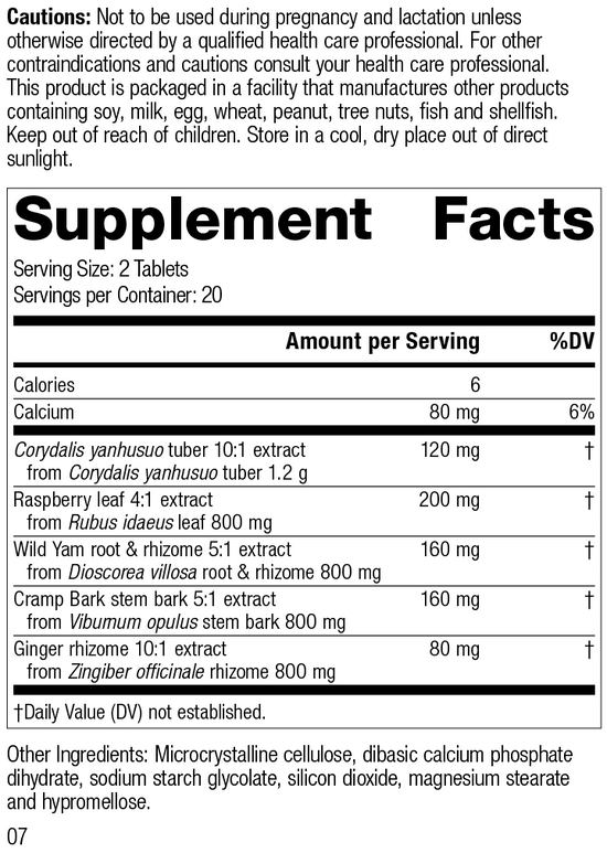 Cramplex, 40 Tablets, Rev 07 Supplement Facts