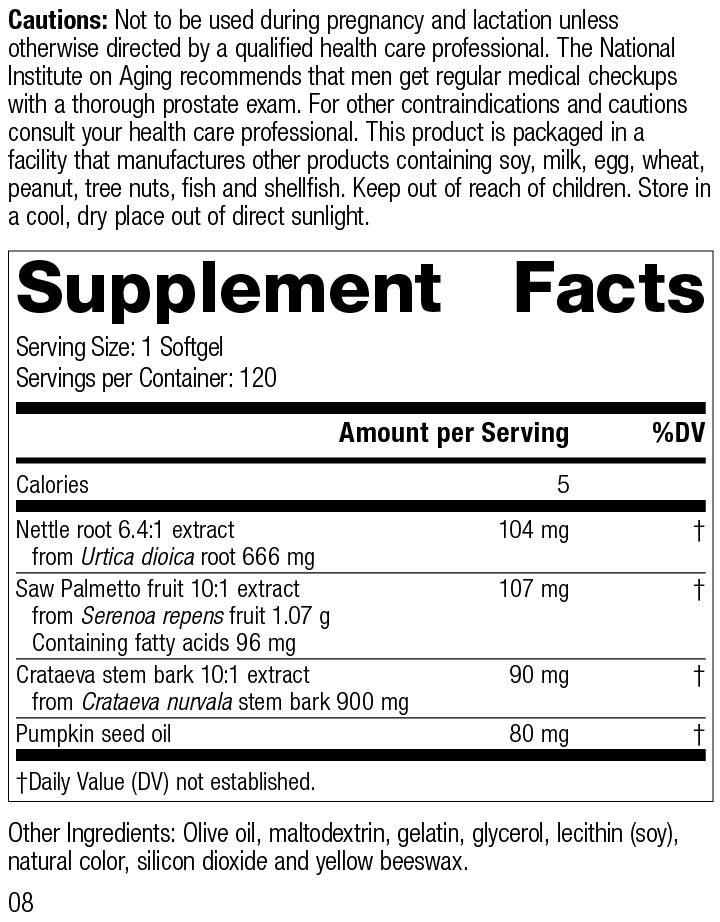 
                  
                    ProstaCo, 120 Capsules, Rev 08 Supplement Facts
                  
                