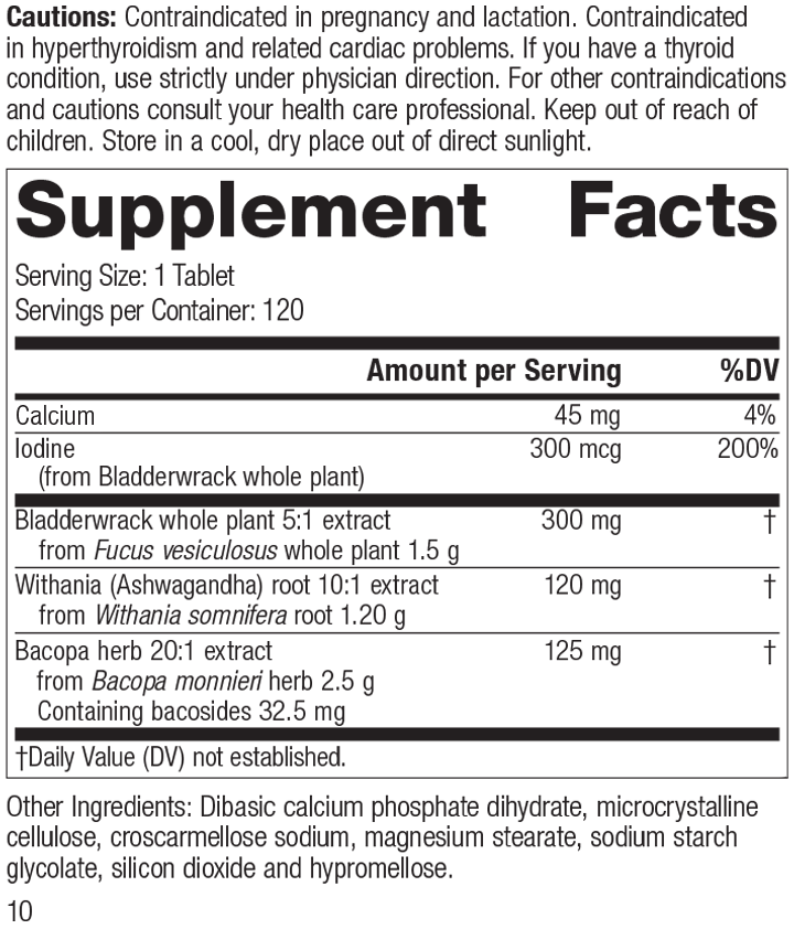 
                  
                    Thyroid Complex, 120 Tablets, Rev 10 Supplement Facts
                  
                