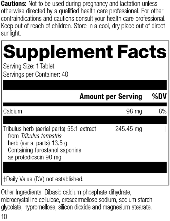 Tribulus, 40 Tablets, Rev 10 Supplement Facts