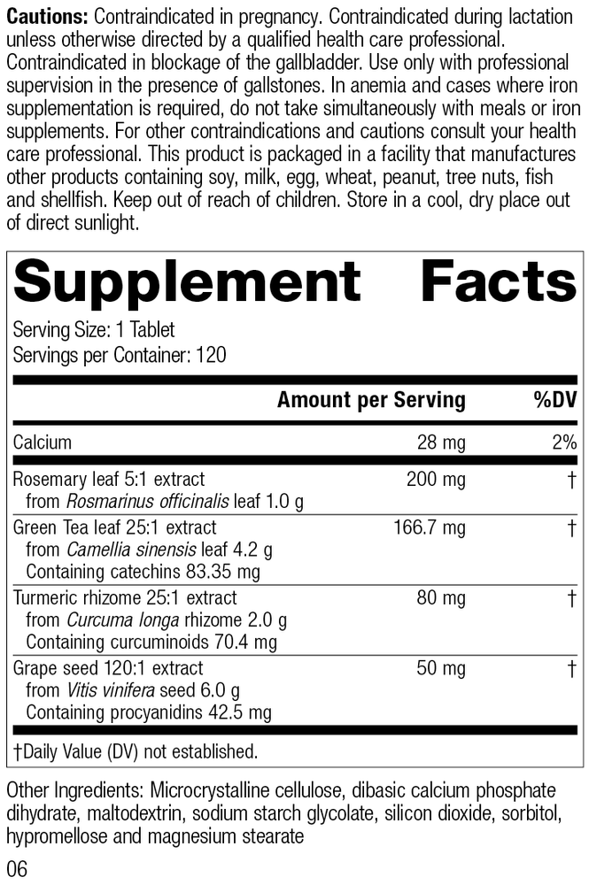 
                  
                    Vitanox®, 120 Tablets, Rev 06 Supplement Facts
                  
                