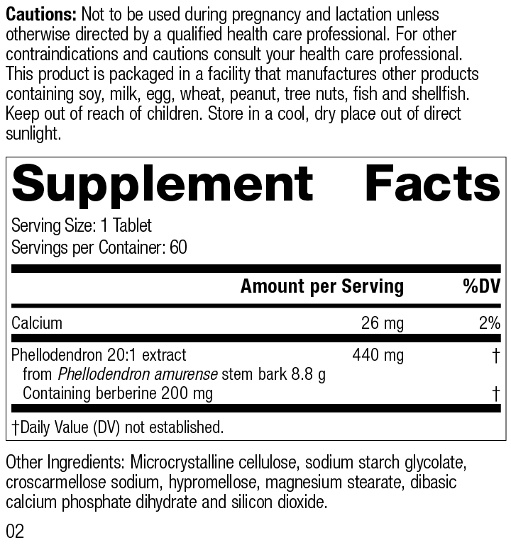 
                  
                    Berberine Active, 60 Tablets, Rev 02 Supplement Facts
                  
                